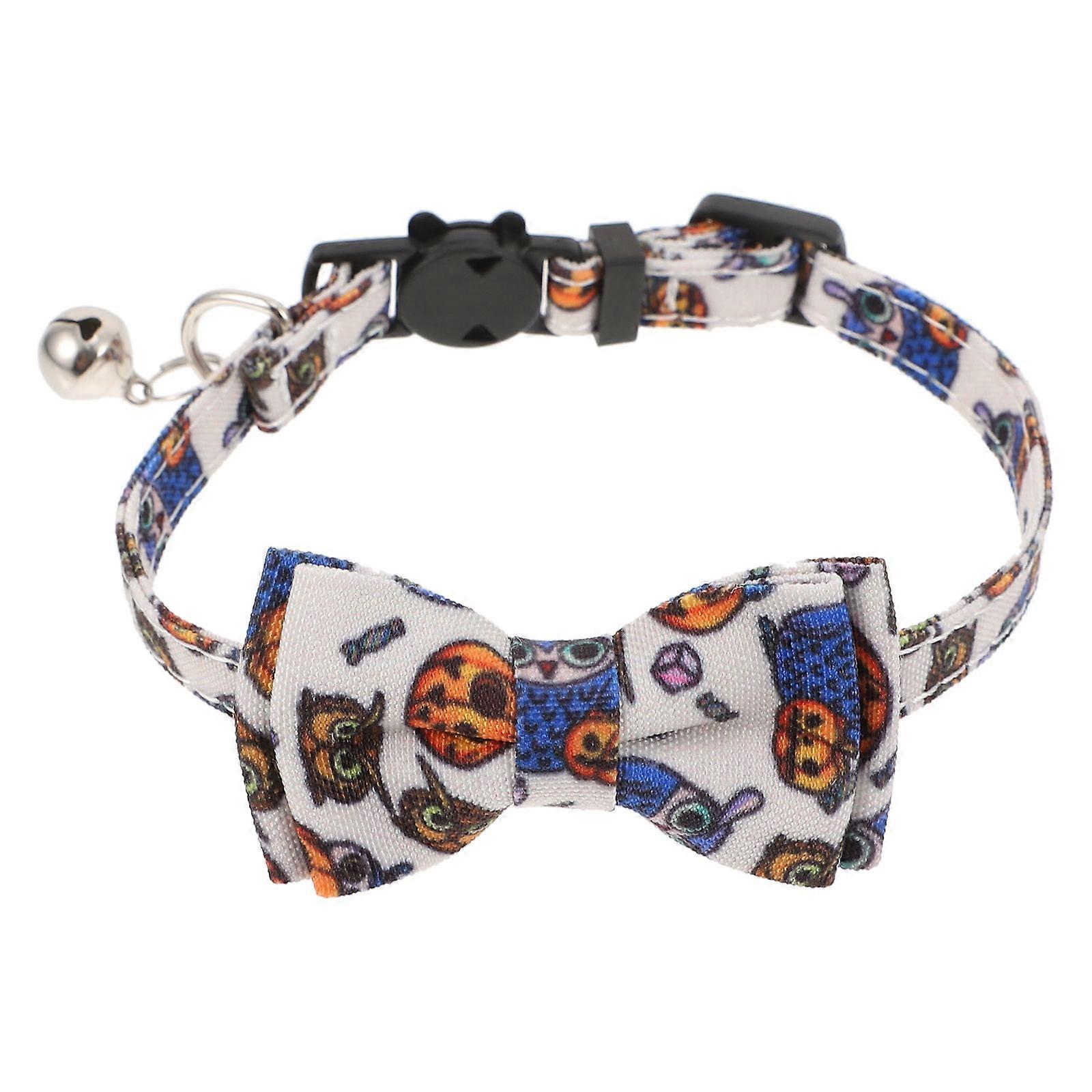 Halloween Cat Collar Adjustable Pet Collar with 4Pcs Halloween Scary Style Cat Ties