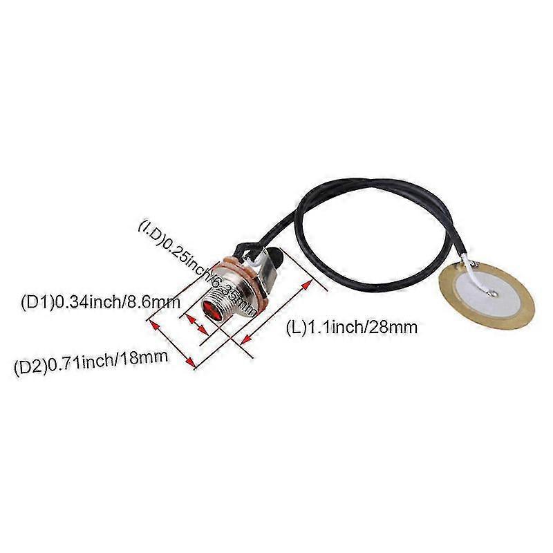 2 stk Piezo transduser gitar mikrofon pickup 6.35mm jack mikrofon kontakt