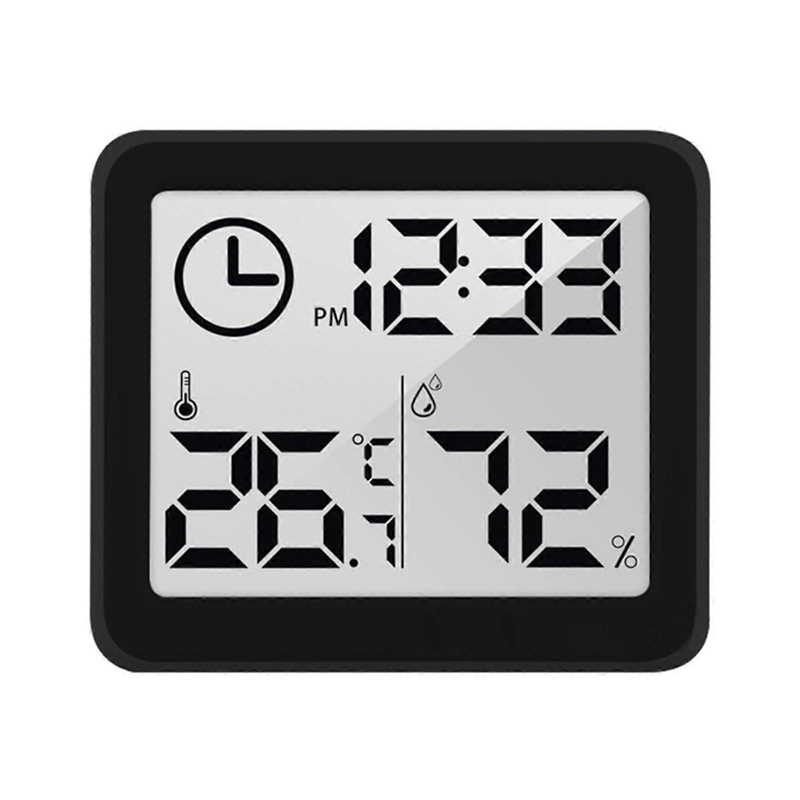 Smart Home Electronic Digital Thermometer Hygrometer LCD Digital Wall Clock Black Finish LCD Display