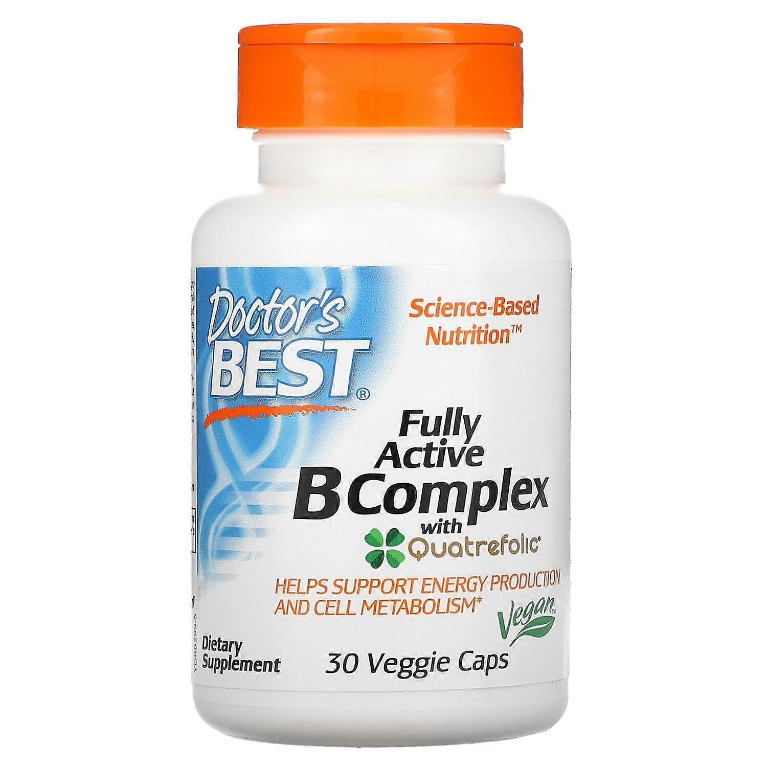 Doctor's Best, Fully Active B Complex with Quatrefolic, 30 Veggie Caps