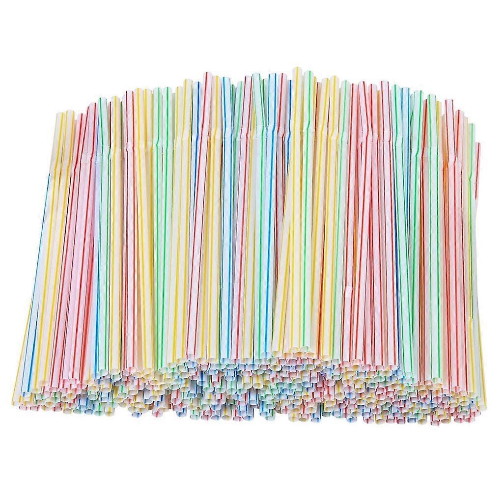 200 Plastic Drinking Straws 8 inches Long Multi-Colored Striped Bedable