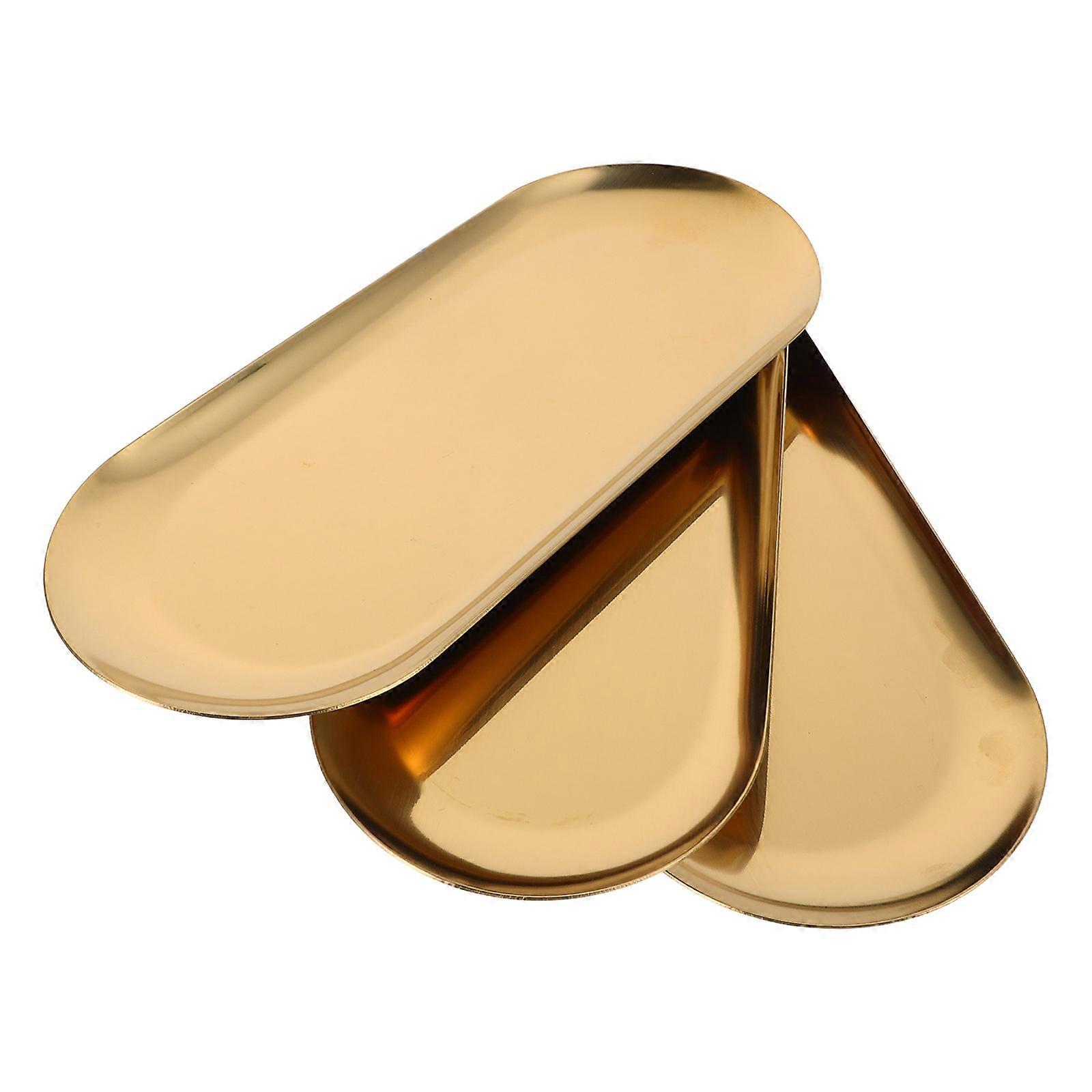 Goldene ovale Platte aus Edelstahl für Fisch, Serviertablett, 6 Stück