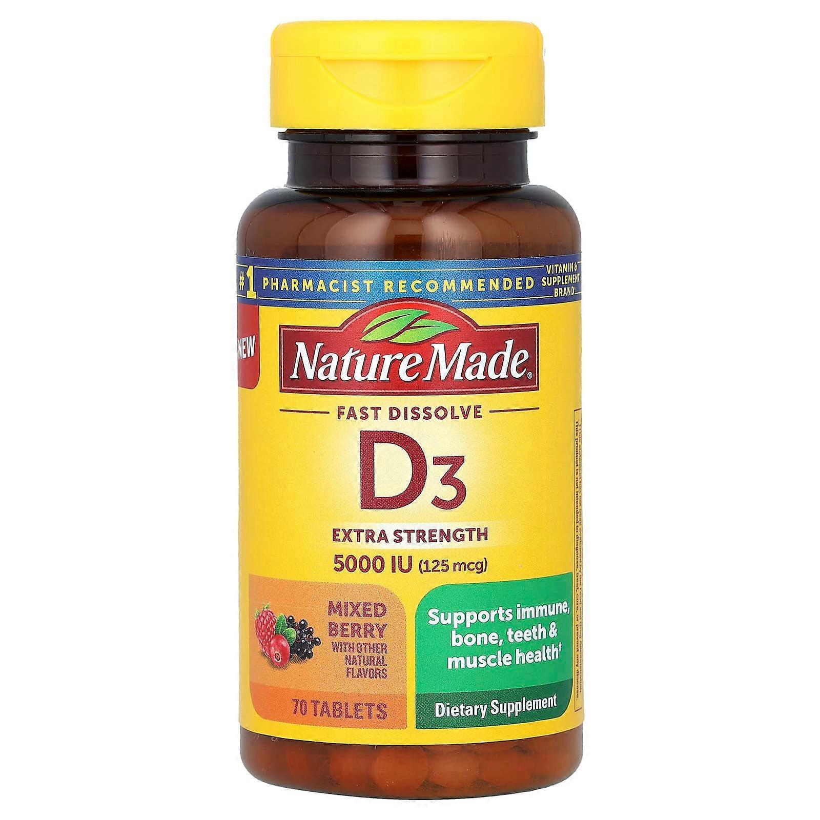 Fast Dissolve D3, Extra Strength, Mixed Berry, 5,000 IU (125 mcg), 70 Tablets