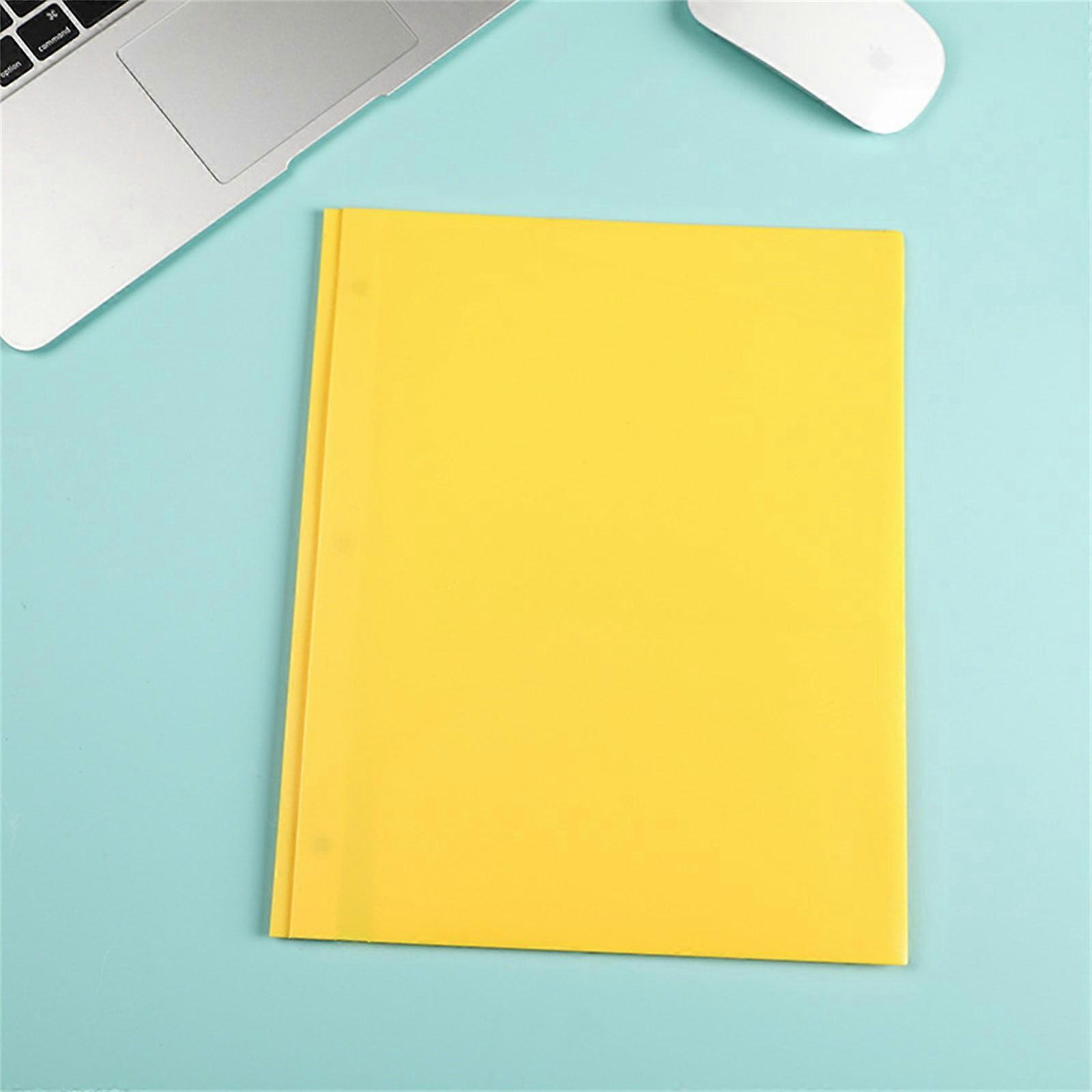 DGLQMYX Colored File Folders with Pockets & Business Card Holder, Pastel Plastic Document Folders for School, Office (1PC, Yellow)