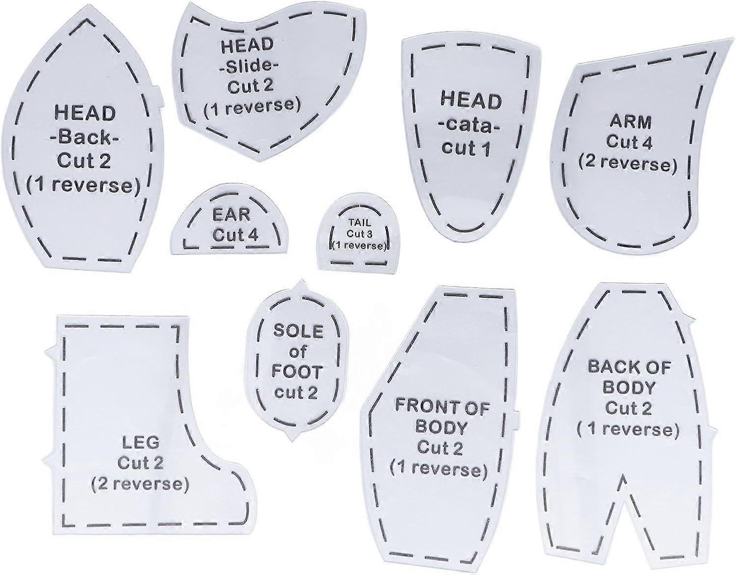 Memory Bear Template Ruler Set 10 PCS, Memory Bear Sewing Patterns Stencil