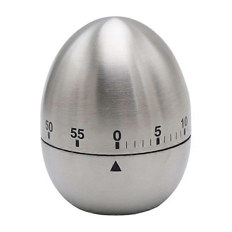 Stainless Steel Creative Kitchen Mechanical Alarm Clock Timer Egg Type Timer Baking Cooking Countdown Reminder - Silver Color