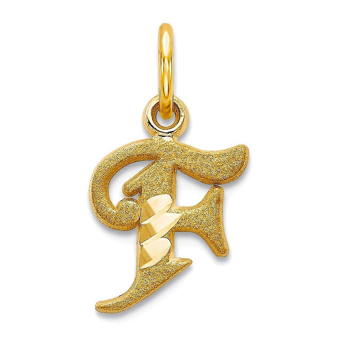 10k Solid Yellow Gold Satin Letter Name Personalized Monogram Initial  Charm Pendant Necklace for Women