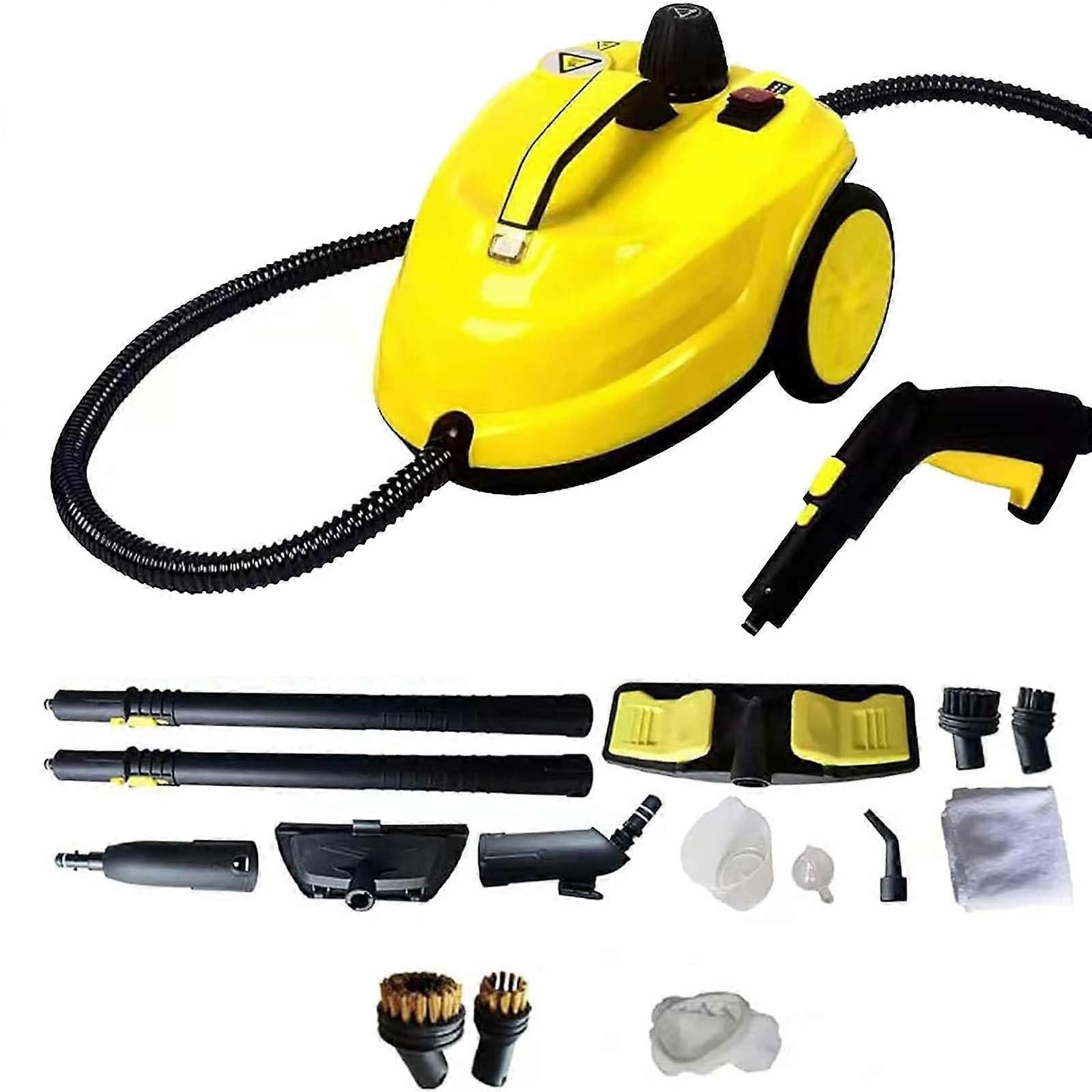 MultiPurpose Steam Cleaner Handheld 2000W 2.0L Capacity Automatic Jet Controller Safety Valve Yellow