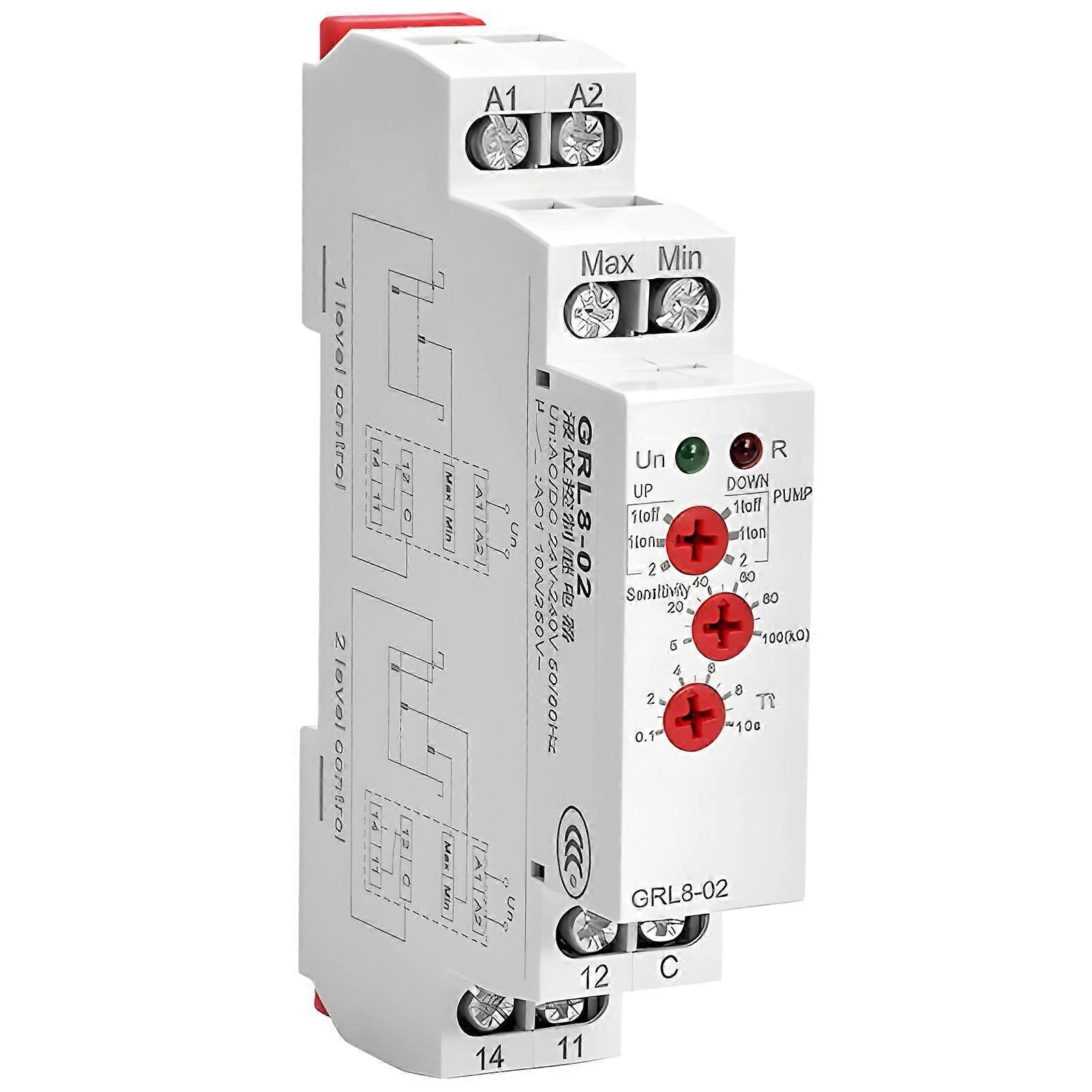 Automatic Pump Control Relay 24240V AC/DC Water Level Switch Industrial DIN Rail Level Monitor