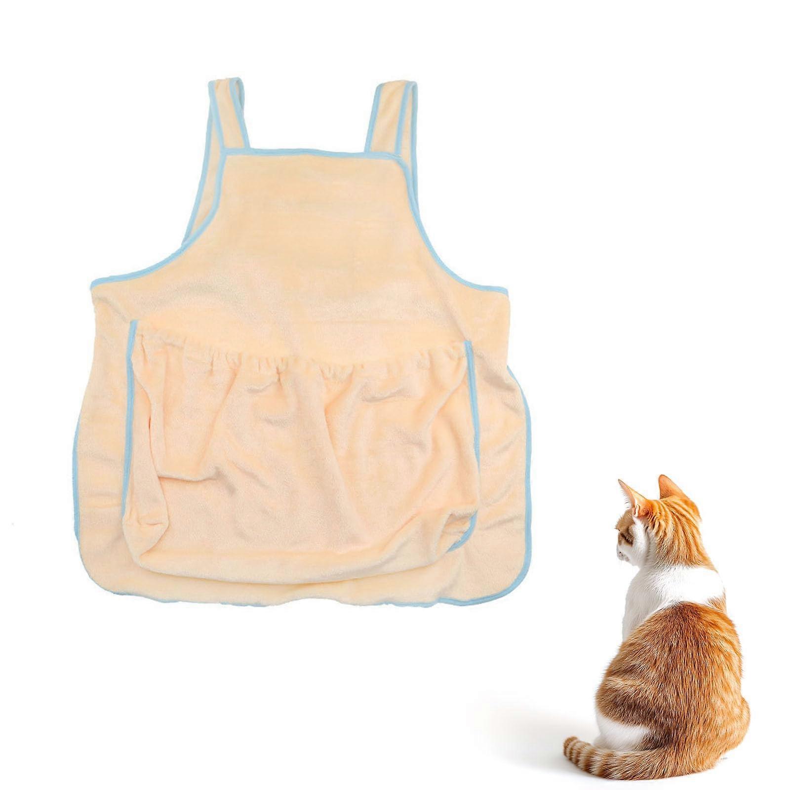 Cat Sling Adjustable Soft Flannel Apron With Claw Holes For Nail Cutting And Cozy Sleeping And Petting YellowA