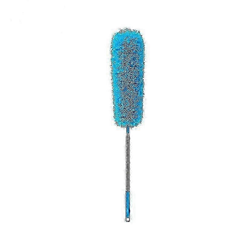 Blue feather duster microfiber corner broom extendable up to 280cm washable, telescopic feather duster