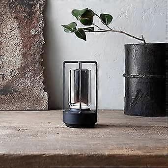 Crystal Lantern Lamp Rechargeable LED Desk Lamp With Touch Dimming, 3Color Brightness, 4200mAh Battery, Black