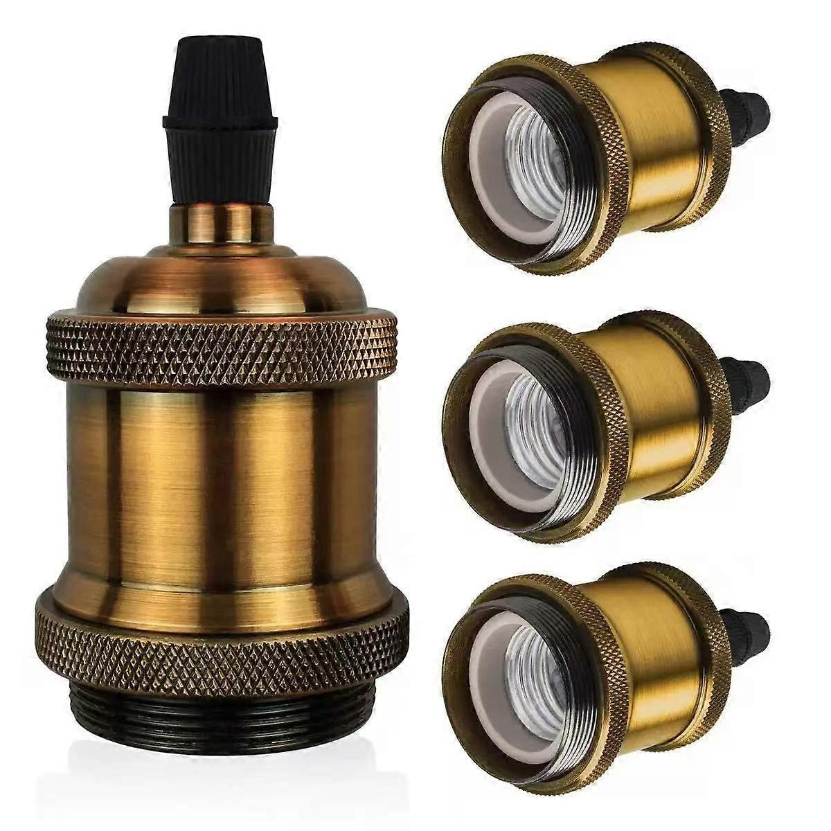 Vintage E27 lamp socket, Edison retro pendant lamp, solid ceramic adapter, 4 pieces vintage brass socket