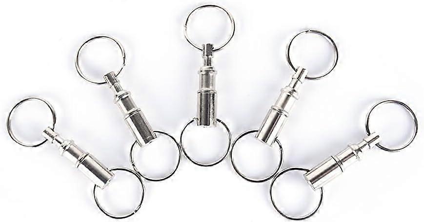 Convenient Detachable Removable Pull Apart Quick Release Keychain Key Rings Snap Lock Holder (5pcssilver)
