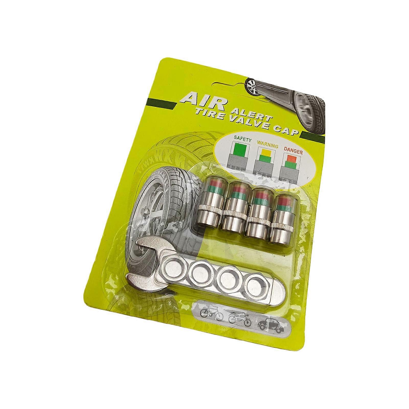 Color Changing Tire Pressure Caps Car Tire Pressure Indicator Includes Wrench For Easy Maintenance Multicolor