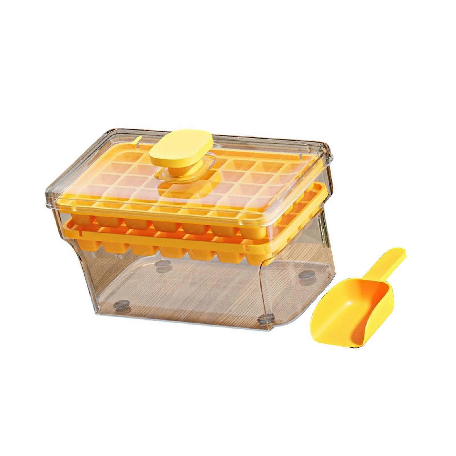 Reusable Press Type Ice Box with Lid and Bin Ice Maker Mold Easy Release Ice Trays Storage Box for Freezers Enduring  1