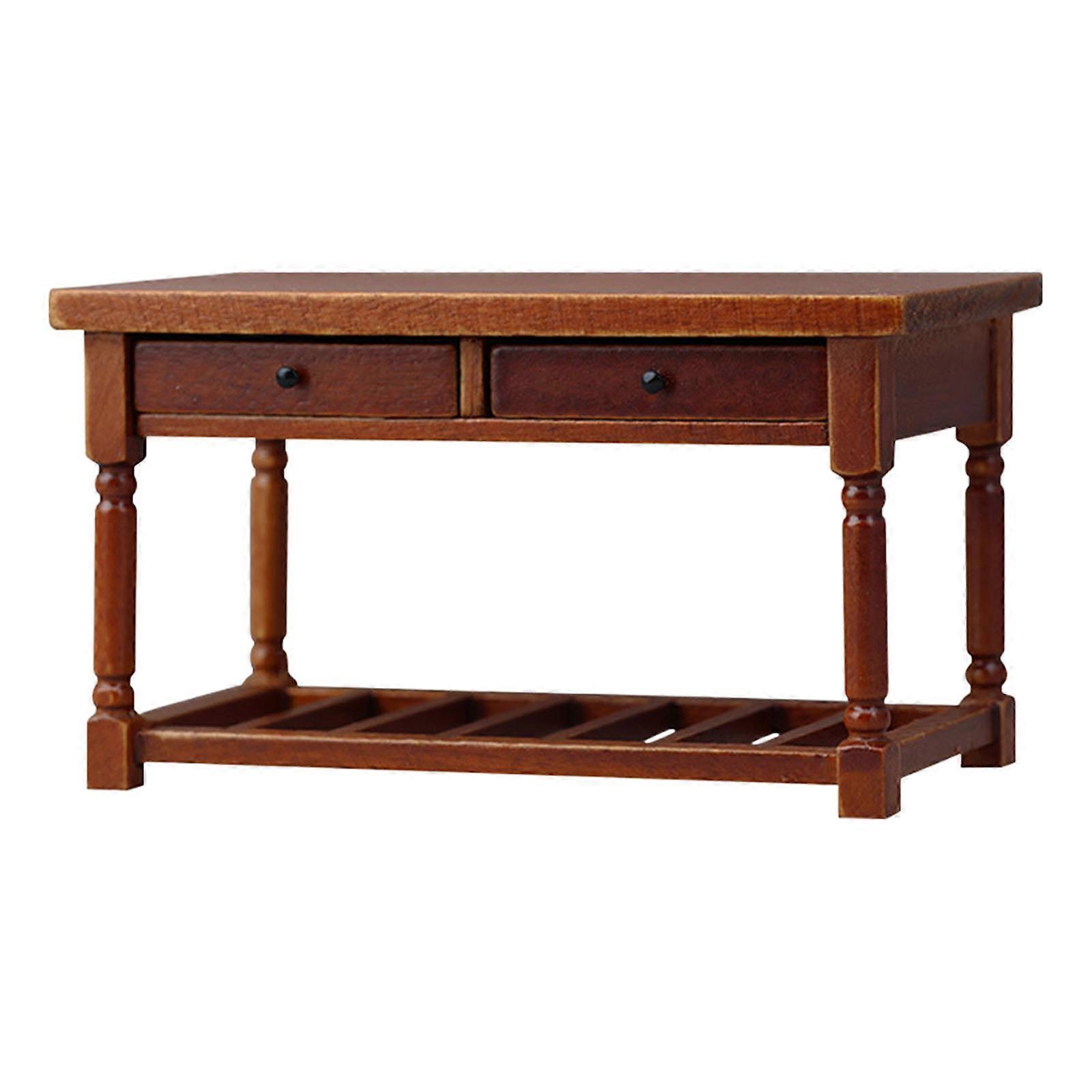 Traditional 1 12 Scale Model House Study Table Detachable Drawer Plan Consistent Living Room And Library Tiny Furniture Assemblies Multicolor