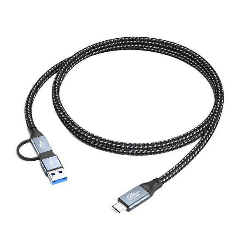 PD100W 20 Gbps USB-C / Typ-C till USB 3.2, Typ-C 2-i-1 multifunktionell laddningskabel för dataöverföring 1 m
