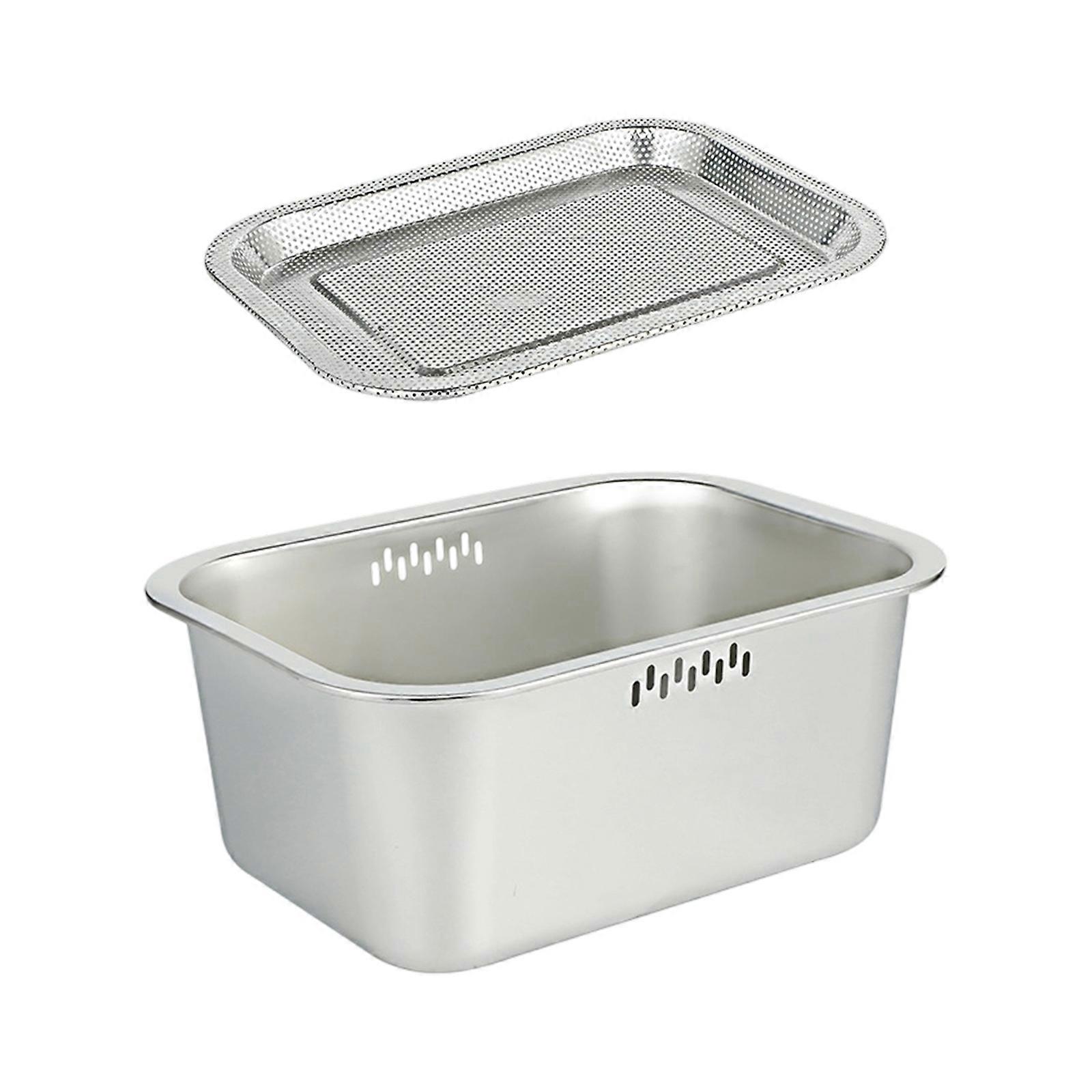 Stainless Steel Square Colander Multipurpose Kitchen Strainer For Efficient Draining Washing Rice Vegetables Space Saving Design Multicolor