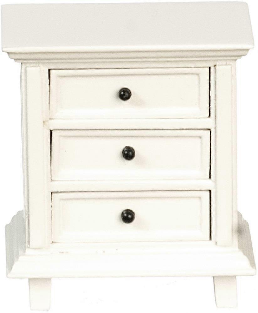 Dolls House 白色乡村床头柜床头柜 Jbm 微型卧室家具