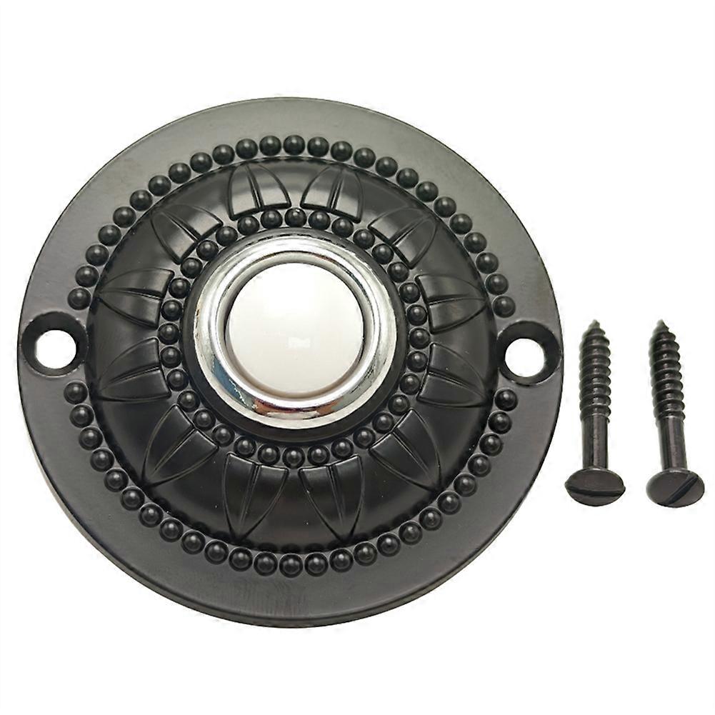 Round Doorbell Push Button, Metal Black Wired Lighted Up LED Doorbell Button Replacement Solid Iron Door Bell Warm White