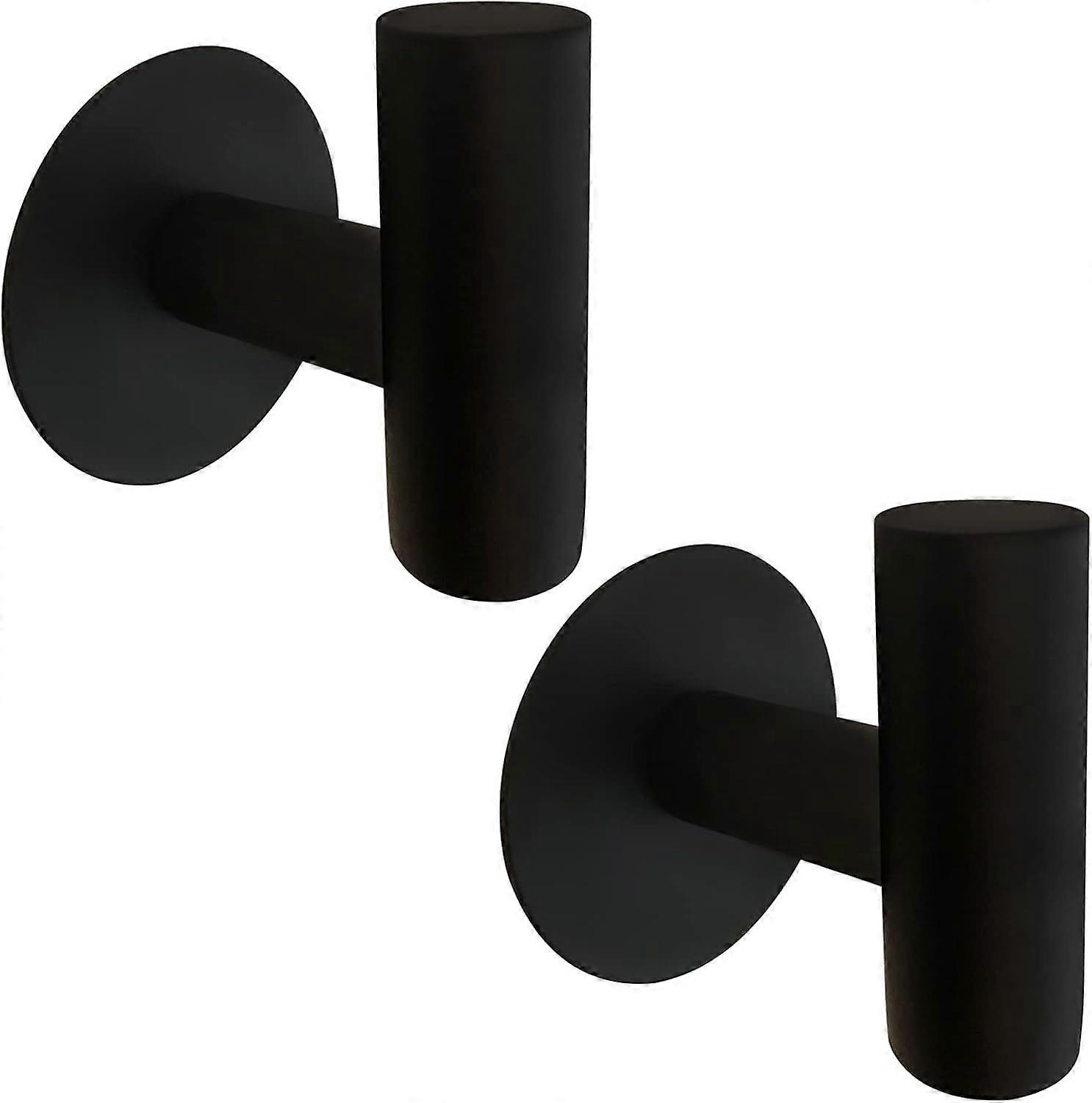 Set of 2 Black Self-Adhesive Towel Hooks for Stylish Organization