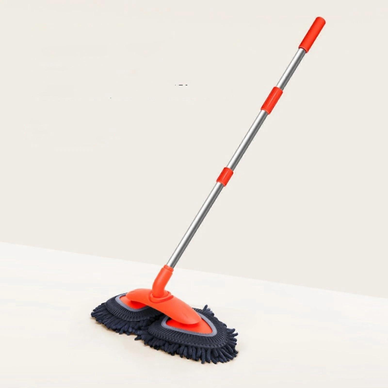 Car Wash Brush with Rotating Soft Bristles, Extendable Handle for Vehicle Cleaning, Set of Gray Heads