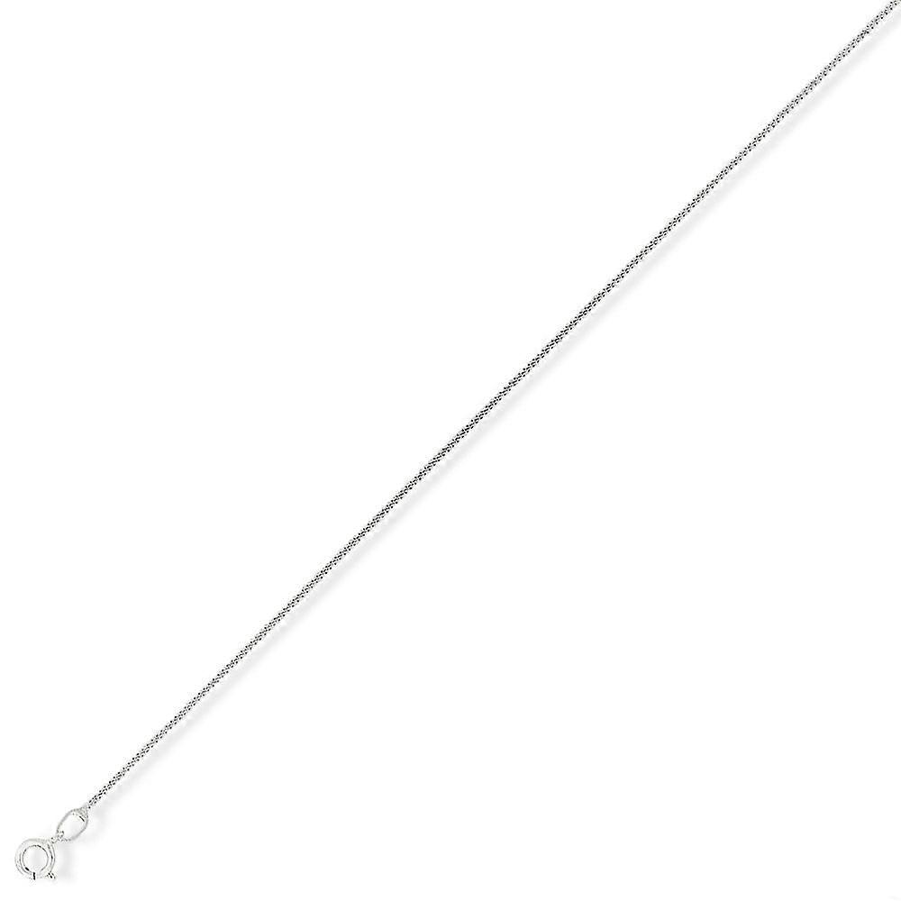 Jewelco London 9K 白金紧密连接经典路边吊坠链项链 - 0.75 毫米规格