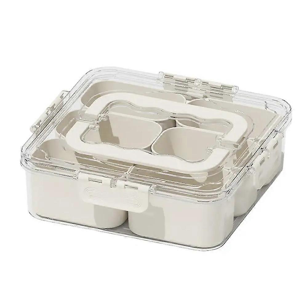 Grids Divided Serving Tray Storage Box Portable Sub-Format Seasoning Separator Box Fresh-Keeping Snack Fruits Food Box A