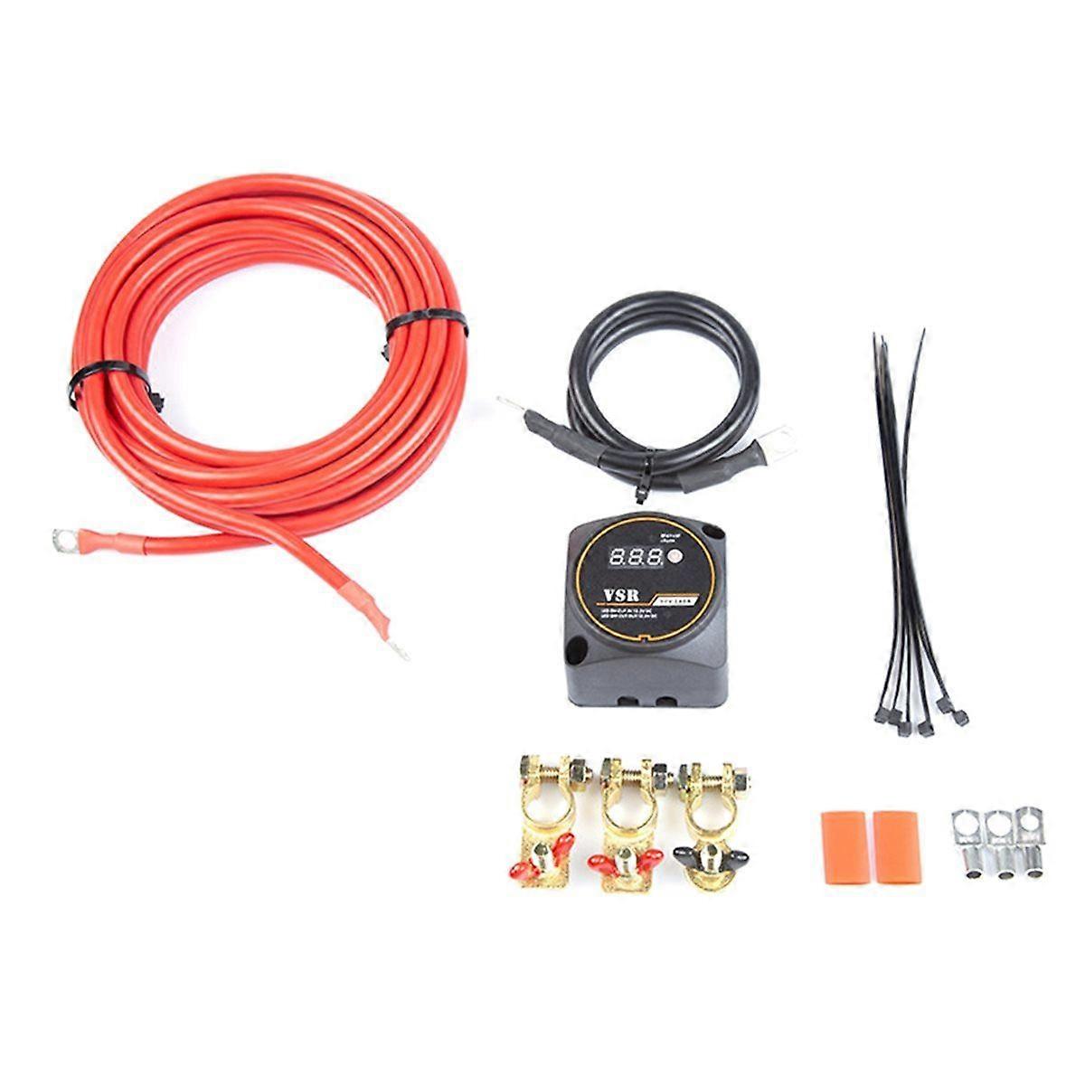 Dual Battery Isolator Kit 12V 140Amp Manual and Auto Modes VSR Voltage Sensitive Relay with LCD Scr