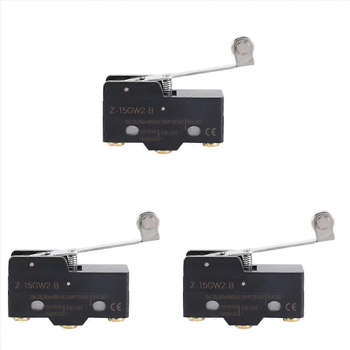 3X Panel Mount Long Hinge Roller Lever Ac Dc Basic Micro-Switch Z-15Gw2-B