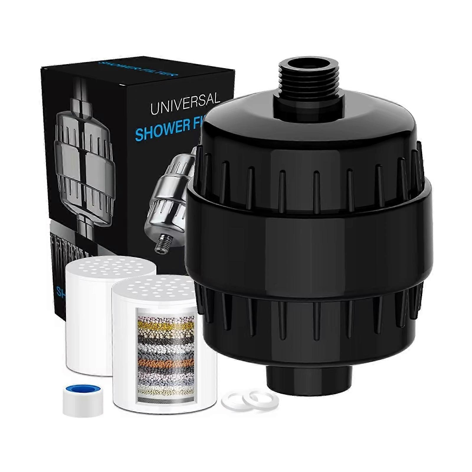 Advanced ABS Shower Head Filter Featuring 20 Layer Technology 2 Cartridges Simple Replacement Fit for Improved Bath  Black