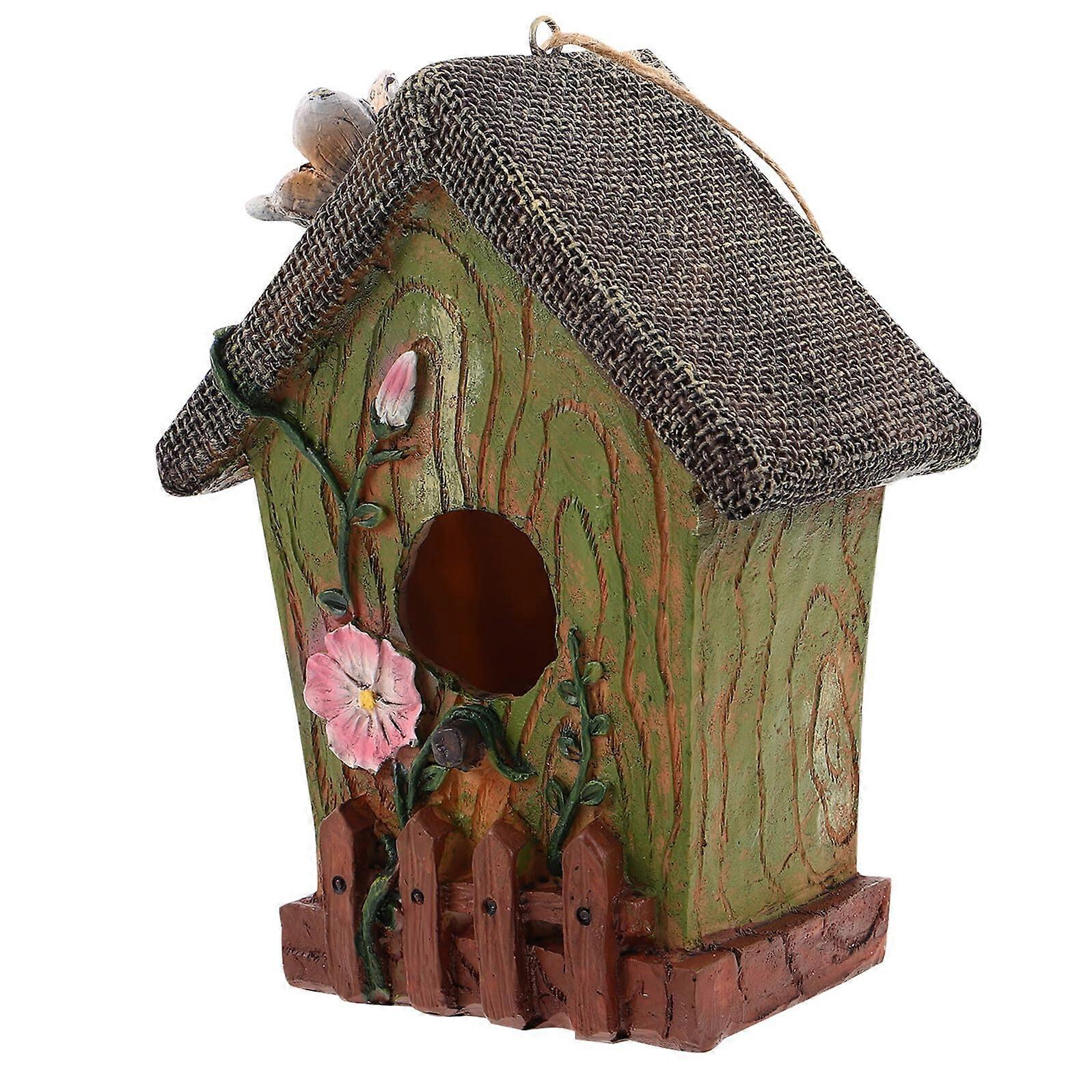 Rustic Resin Hanging Birdhouse for Garden Outdoor Nesting Box for Finches Hummingbirds