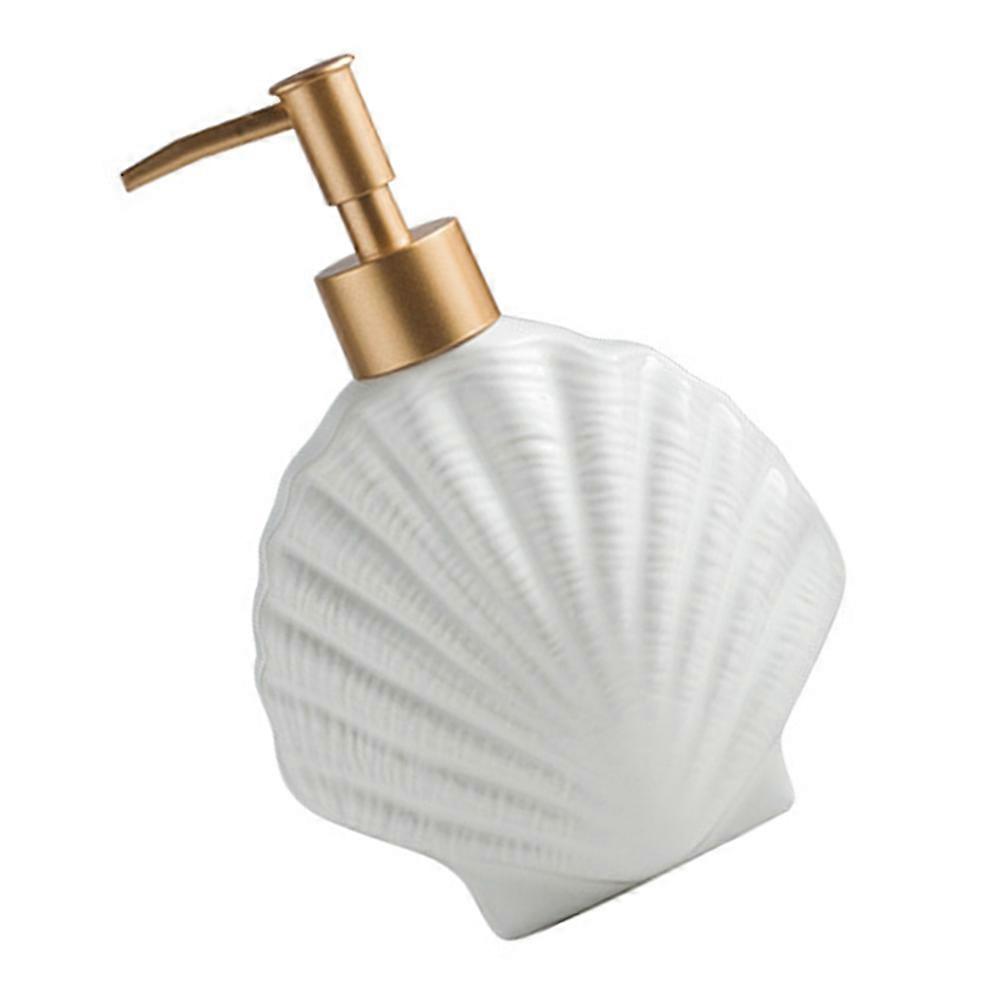 Ceramic Soap Dispenser Bottle for Home Use White Shell-Shape Pump Bottle