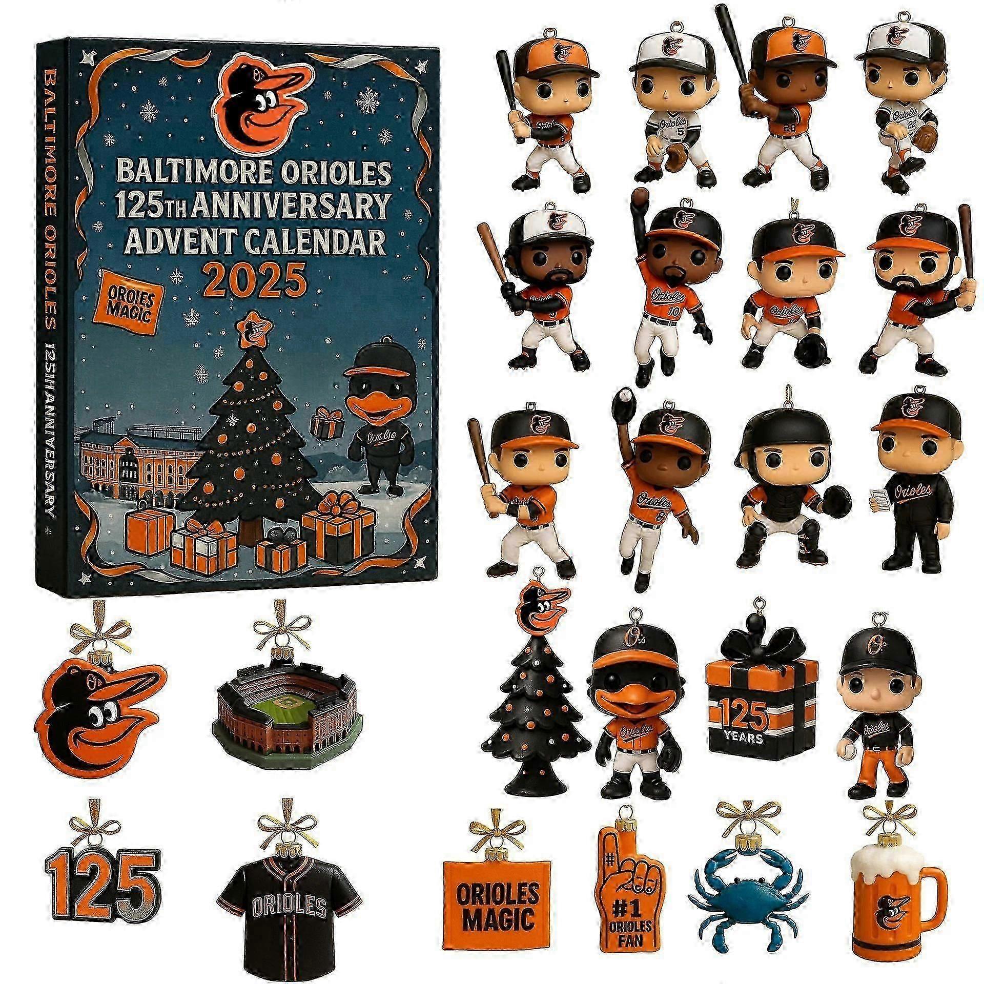 Gedenk-Weihnachts-Überraschungsbox der Major League Baseball-Teams – Countdown bis zum Advent – Weihnachtsbaumschmuck – DX