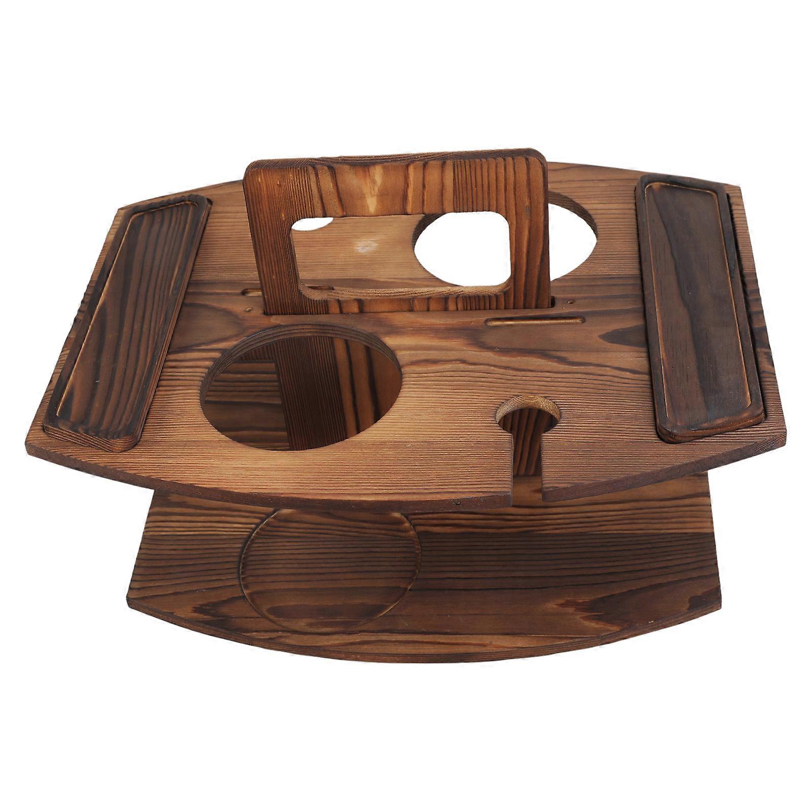 الخشب نزهة النبيذ الجدول الإطار النبيذ صينية الرف كعكة الحاويات قابلة للطي صينية طاولات نزهة للخارج الجرف المحمول لون الفحم