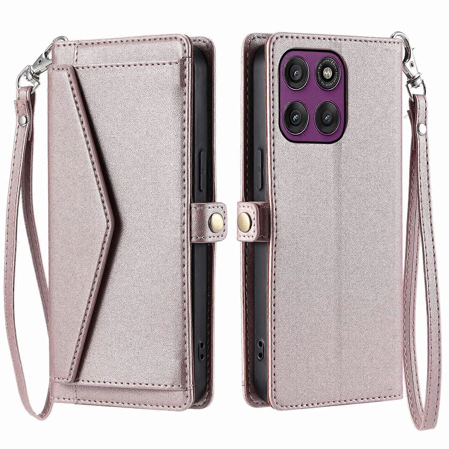 For Motorola Edge 70 5G Leather Case with Wrist Strap Wallet Stand Phone Cover