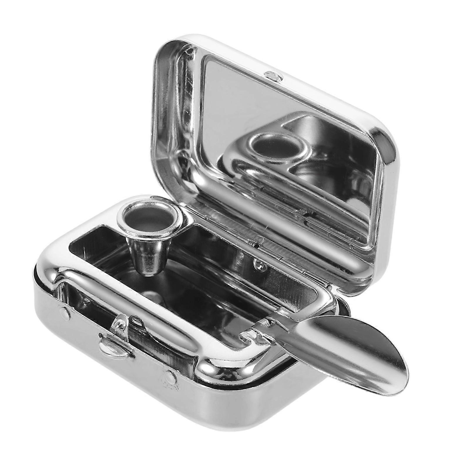 Orange Portable Ashtray with Windproof Lid Metal Rectangular Ashtray for Home Office