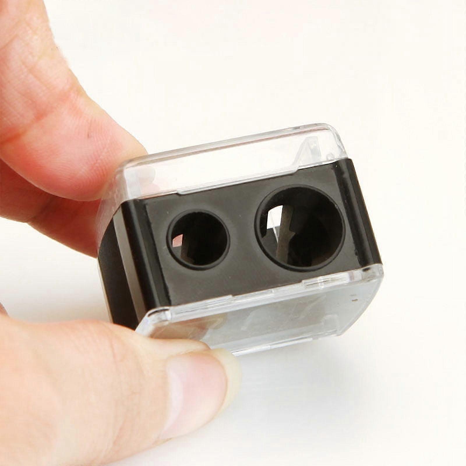 Makeup Pencil Sharpener with Dual Size Holes for Precision Eyeliner and Lip Liner, Black