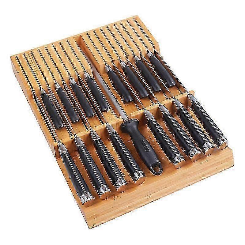 Drawer Knife Block Bamboo Kitchen Knife Drawer Organizer