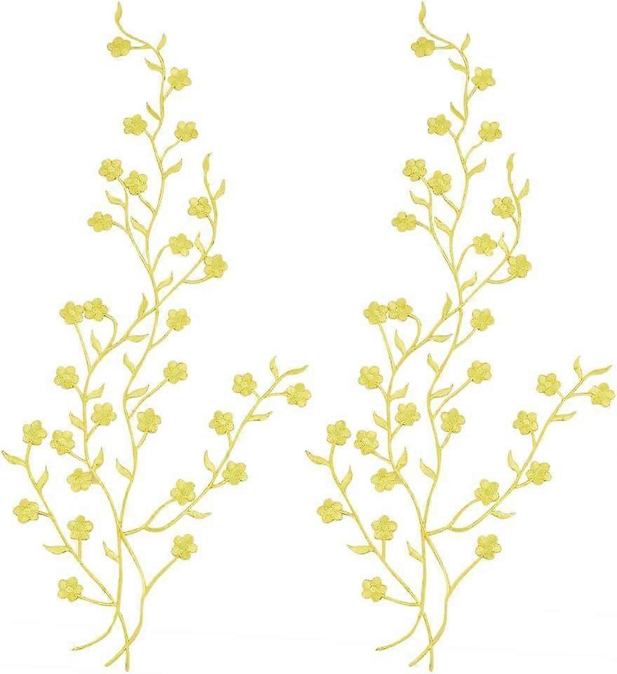 2 PCS Plum Blossom Applique Patches Iron on/Sew On Yellow Flower Applique Patches Flower Vine Patches with Adhesive Embroidered Flower Applique Patche