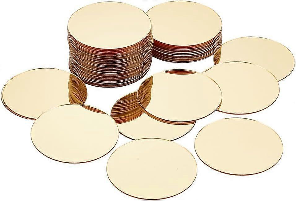 50 Pcs Mini Acrylic Mirror Tiles 2 inch Self Adhesive Flat Round Mirror Stickers Mosaic Tiles Small Decorative Mosaic Mirror Sheets for DIY Crafts Wal