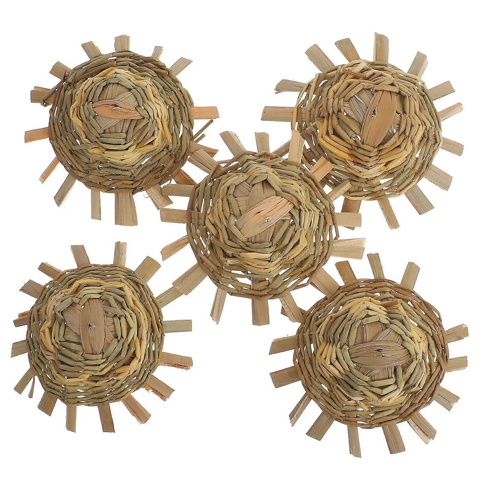 Mini Straw Hats Craft for Doll Decoration 5Pcs Tiny Handmade Straw Country Style Hats