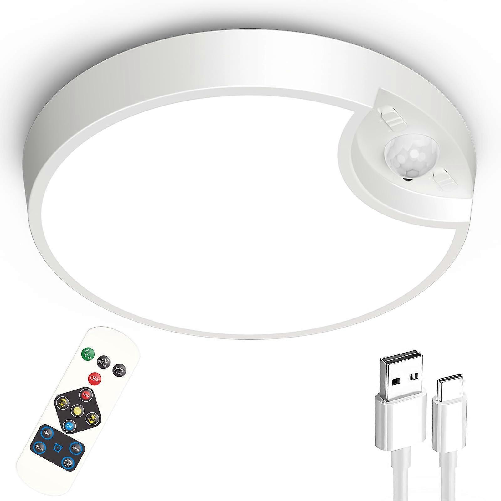 Rechargeable Motion Sensor Ceiling Light with Remote, 7.5in LED, USB Powered, Adjustable Brightness