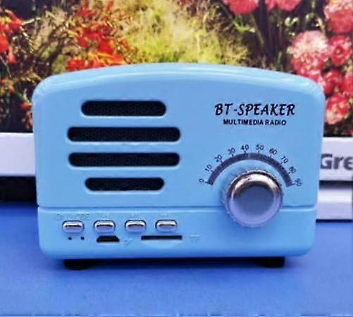 Bluetooth Retro Speaker with FM Radio, Vintage Design, TF Card Support, Wireless Charging, Blue