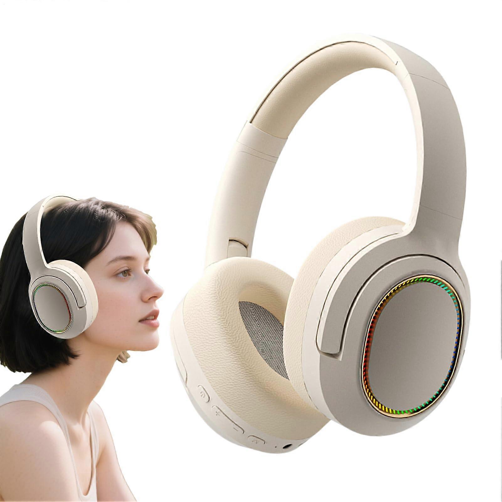 Wireless Headsets for Computer Ergonomic OverEar Foldable Khaki, Phone and Gaming Compatible