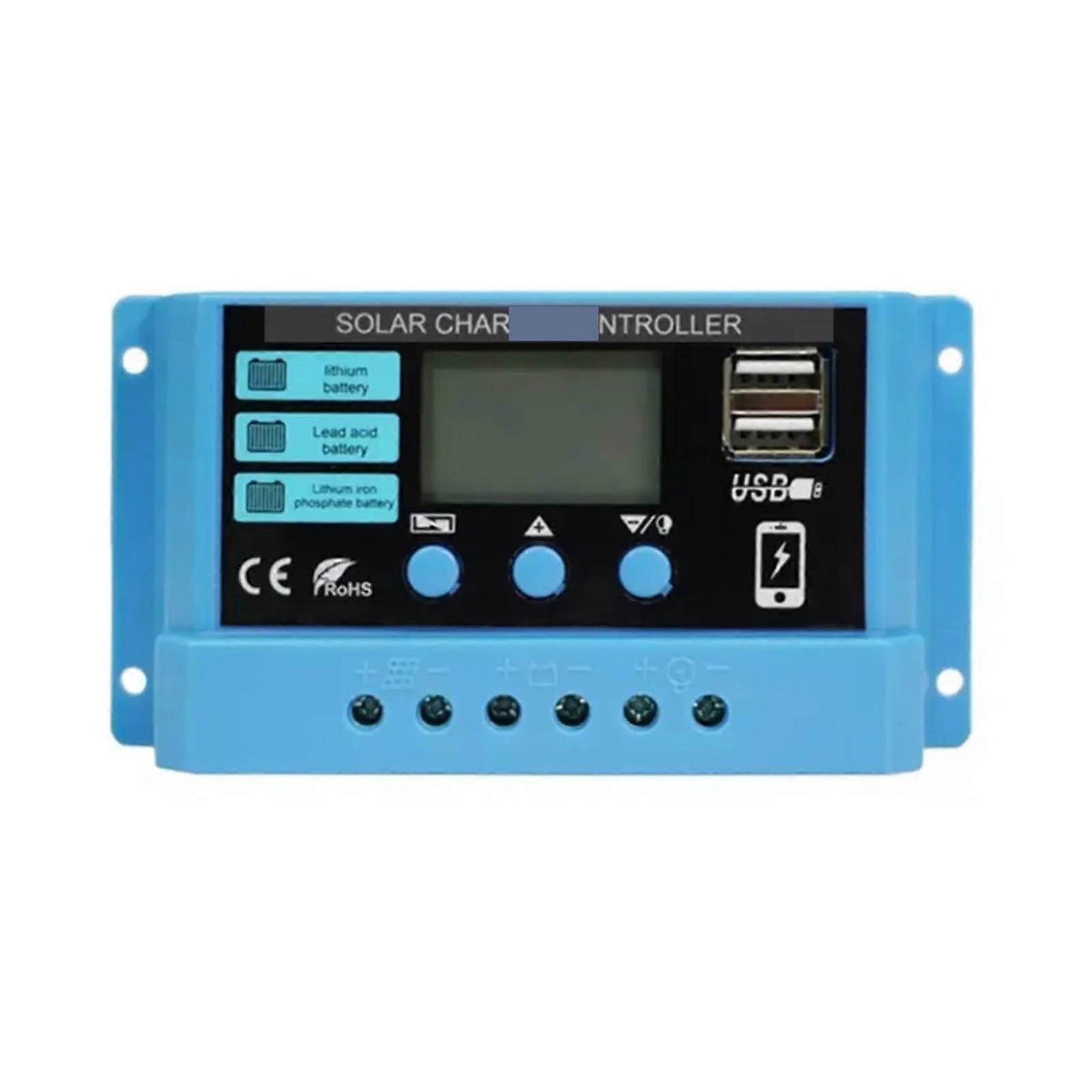 Solar Charge Controller 10A 20A 30A For 12V 24V LCD Display Solar Panel System With Multiple Battery Type Support Auto