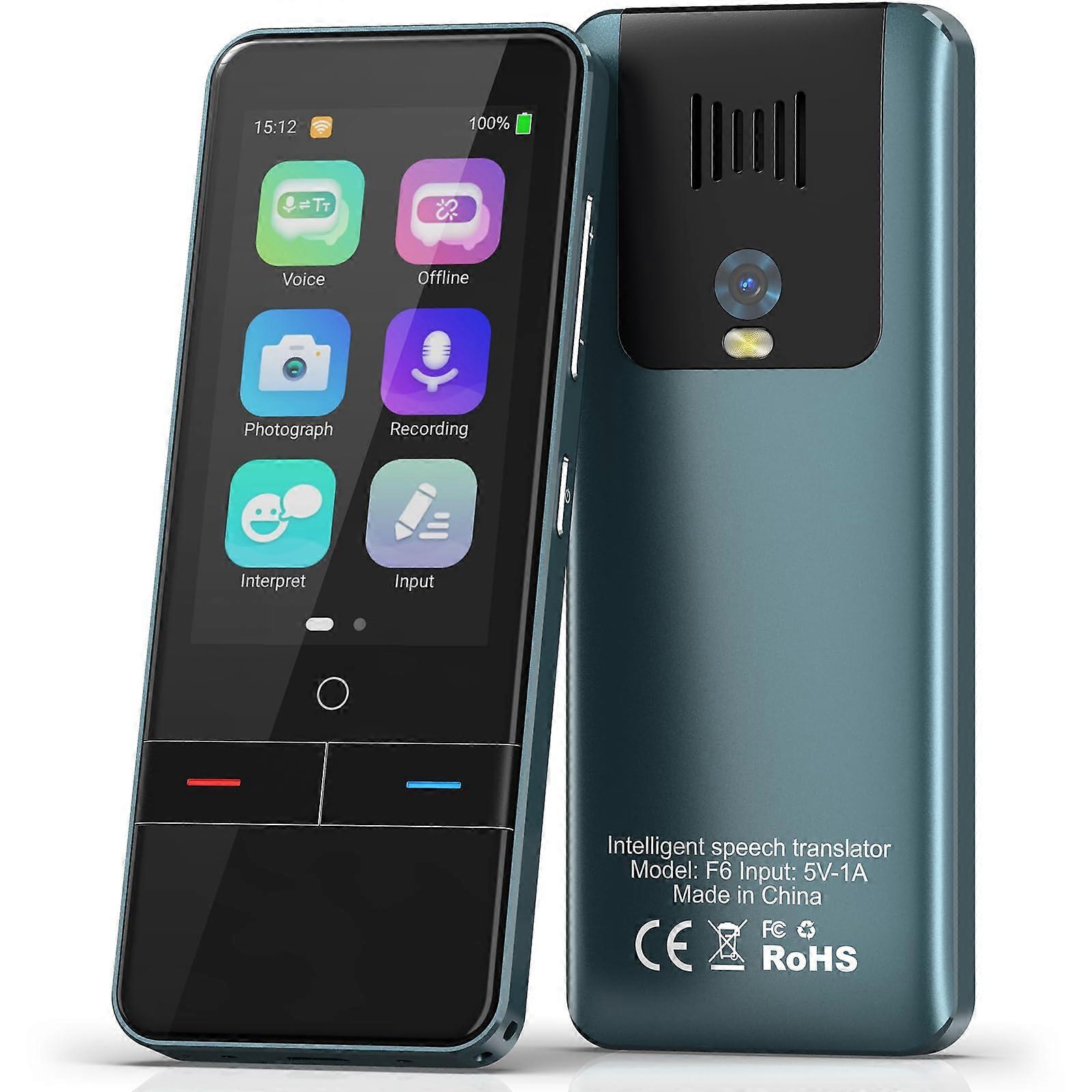 Language Translator Device with 139 Languages, 19 Offline, Voice and Photo Translation for Travel, Business, Learning (Blue)