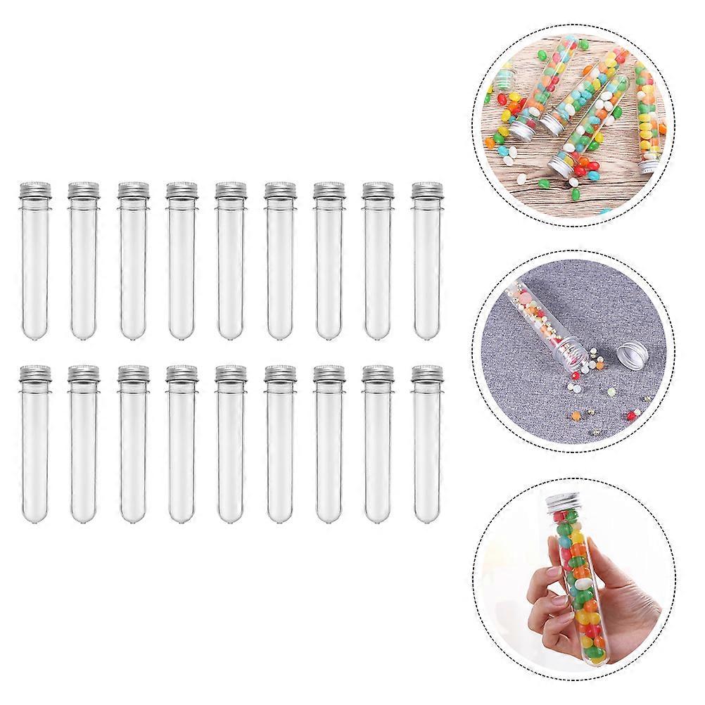Silver Plastic Test Tube Bottles for Cylindrical Storage Container 18Pcs