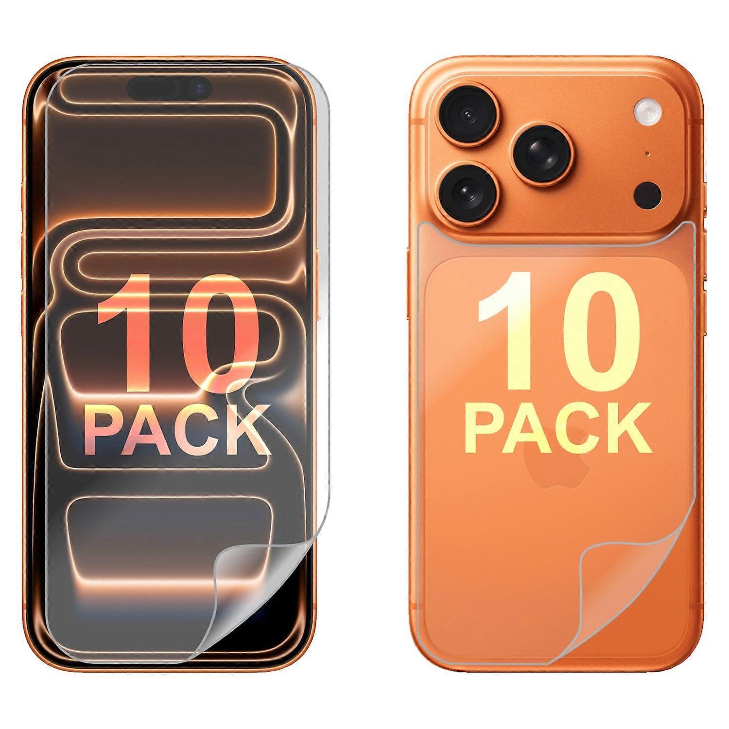 10 Set Soft Pet Film Screen Protector For Apple Iphone 17 Pro Front And Back Bulk Bulk